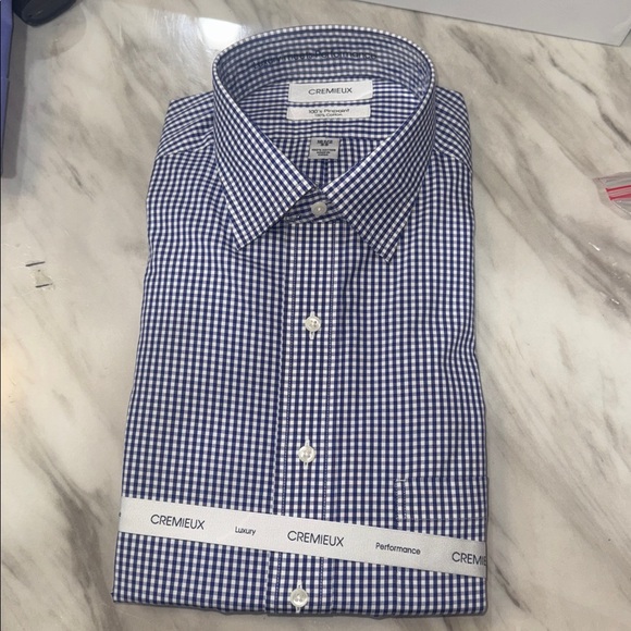 Daniel Cremieux Navy Checkered Dress Shirt size 16 1/2 - Picture 4 of 7